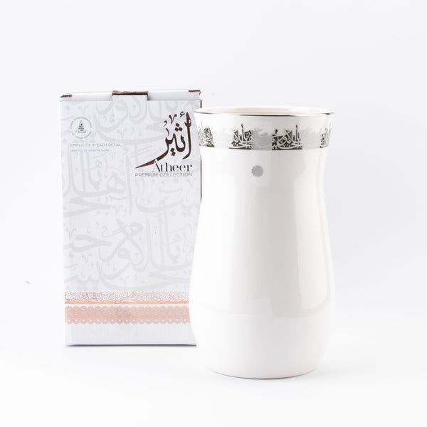 Large Flower Vase From أ¶Ather - White + silver