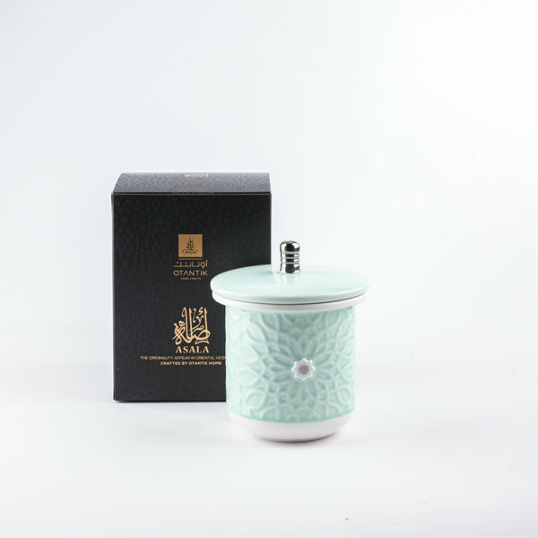 Small Scented Candle From Asalah - Teal + Silver