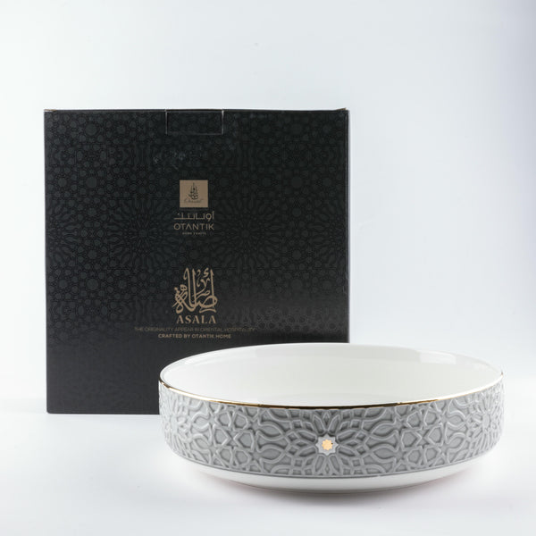 Porcelain Salad Bowl From Asalah - Grey + Gold