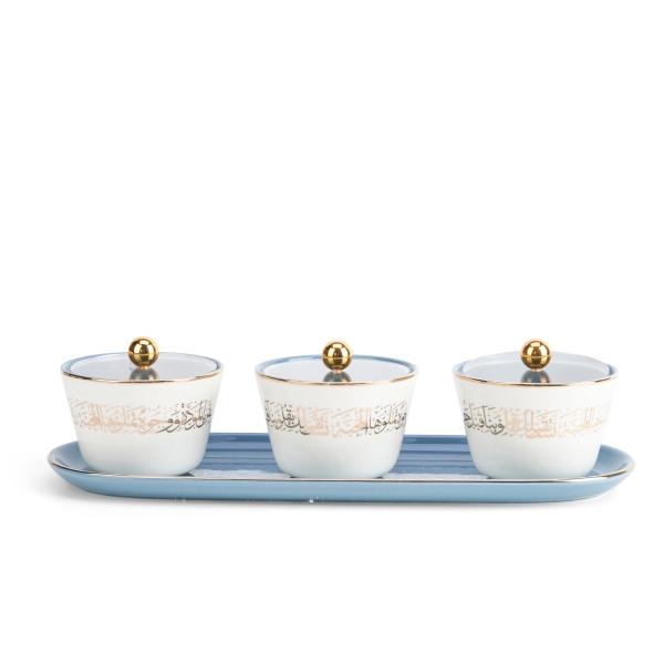 Sweet Bowls Set With Porcelain Tray 7 Pcs From Joud - Blue