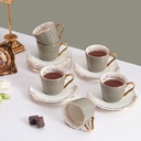 Tea Porcelain Set 12 Pcs From Joud -Grey