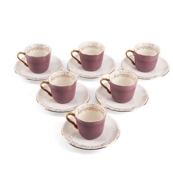 Tea Porcelain Set 12 Pcs From Joud -Purple