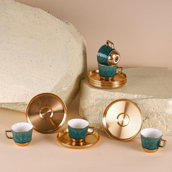 Turkish  Coffee Set 12Pcs From Majlis - Green