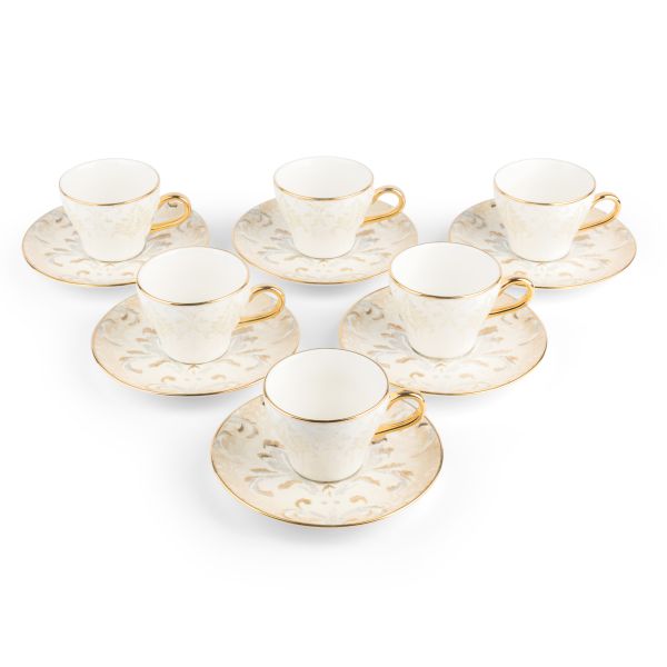 Turkish  Coffee Set 12Pcs From Harir - Beige