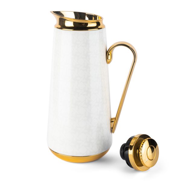 Vacuum Flask For Tea And Coffee From Rattan - White