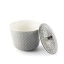 Medium Porcelain vase With Cover From Rattan - Grey