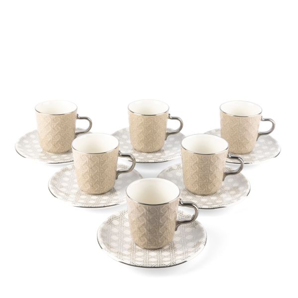 Porcelain Tea Sets For One Person From Rattan - Beige