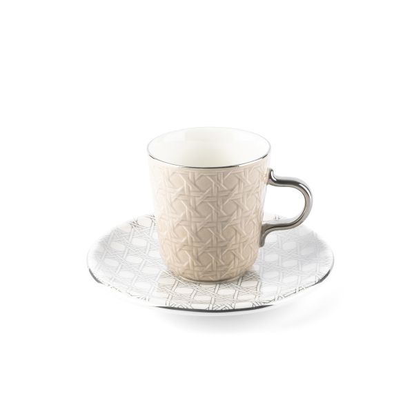 Porcelain Tea Sets For One Person From Rattan - Beige