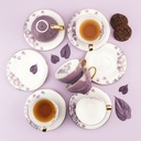 6cup 6saucer 200CC - white saucer purple cup+gold   