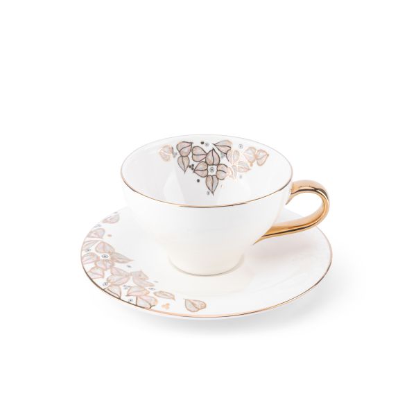 6cup 6saucer 200CC - white saucer snow white cup+gold   