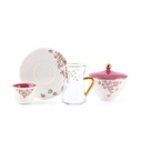 19pcs tea set ( 6 glass 6saucer 6 cawa 1 sugor) - pink+gold   