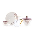 19pcs tea set ( 6 glass 6saucer 6 cawa 1 sugor) - purple+gold   