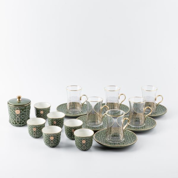 Tea And Arabic Coffee Set From Rossete - Green