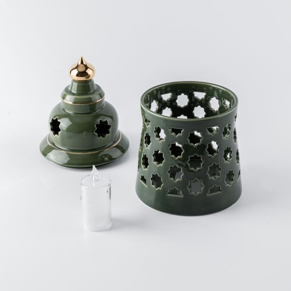 Large electronic Candle From Rosette - Green