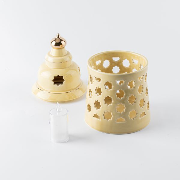 Large electronic Candle From Rosette - Ivory