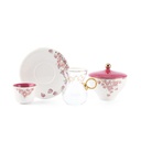 19pcs tea set ( 6 glass 6saucer 6 cawa 1 sugor) - pink w gold   