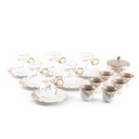 19pcs tea set ( 6 glass 6saucer 6 cawa 1 sugor) - beige w gold   