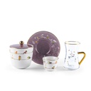 19pcs tea set ( 6 glass 6saucer 6 cawa 1 sugor) - Purple   