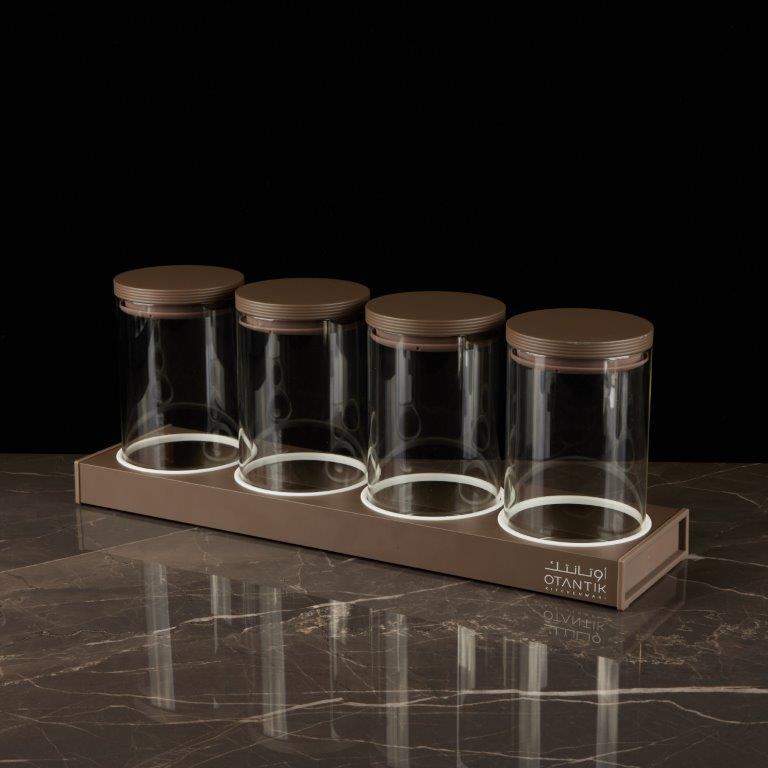 Luxury Canister Set 5Pcs From Majlis - Brown