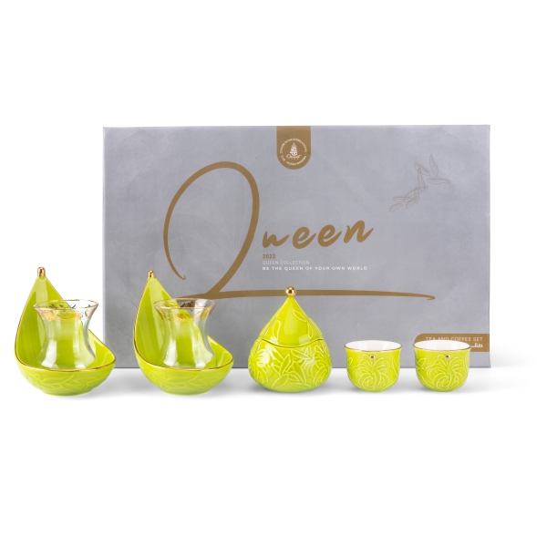 Tea And Arabic Coffee Set 19Pcs From Queen - Green