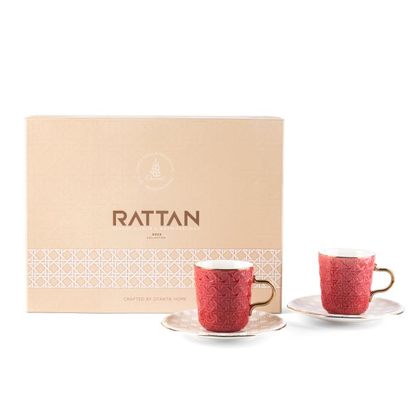 Porcelain Tea Sets For One Person From Rattan - Red