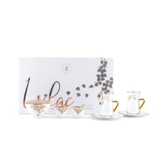 [ET1969] Tea And Arabic Coffee Set 19Pcs From Lilac - Beige