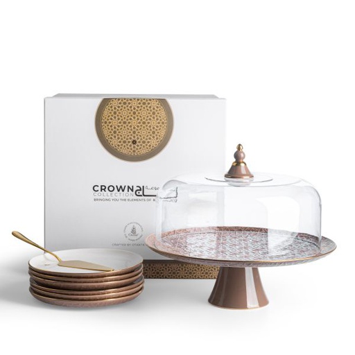 [ET2099] Cake  Serving Set 9Pcs From Crown - Brown