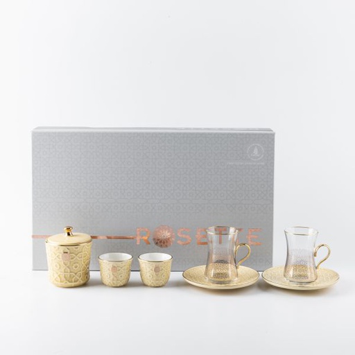 [ET2186] Tea And Arabic Coffee Set From Rosette - Ivory