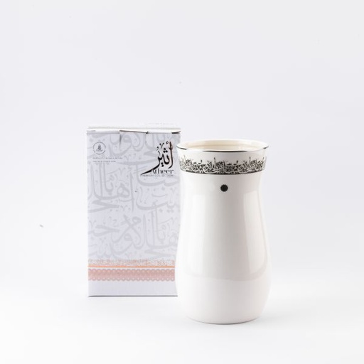 [ET2528] Medium Flower Vase From Ather - White + silver