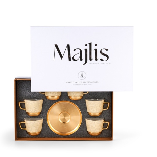 [AM1010] Tea Porcelain Set 12 Pcs From Majlis - Beige