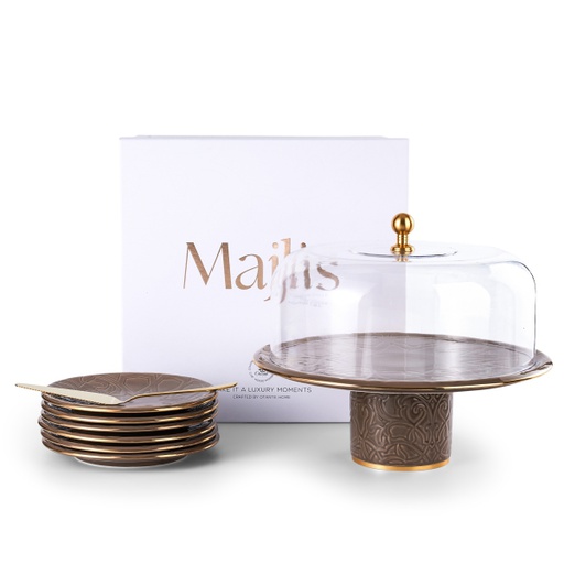 [AM1043] Cake  Serving Set 9Pcs From Majlis - Brown