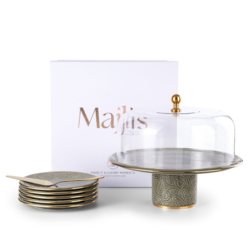 [AM1044] Cake  Serving Set 9Pcs From Majlis - Grey