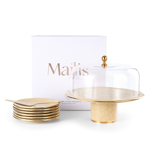 [AM1047] Cake  Serving Set 9Pcs From Majlis - Beige